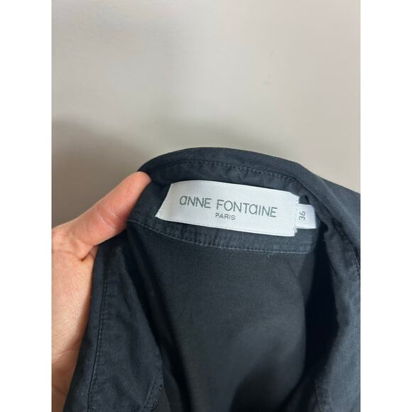 Anne Fontaine Nuage Button up Shirt Black Sz 0-2 Quiet Luxary Parisian - Picture 7 of 11